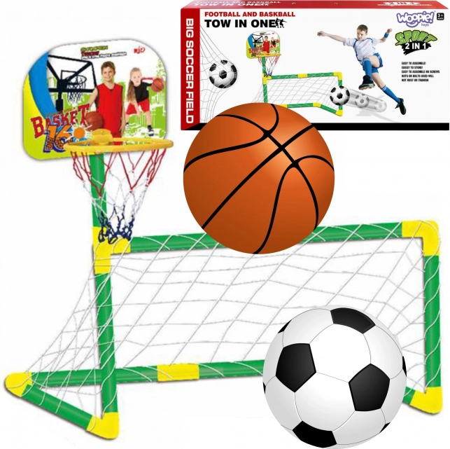 Woopie 2u1 koš i nogometni gol s loptama