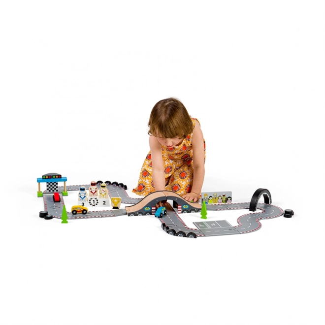 Bigjigs Rail Drvena autodromska staza za utrke dana