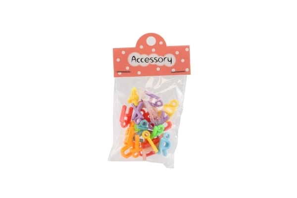 Plastične perlice srce, slova sa užetom 2 vrste u vrećici 6,5x11x1cm