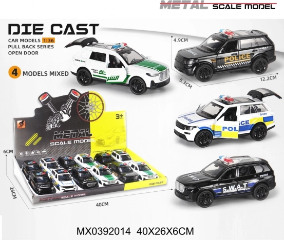 Policijski metalni model automobila 1:36 s mehanizmom na navijanje i svjetlima