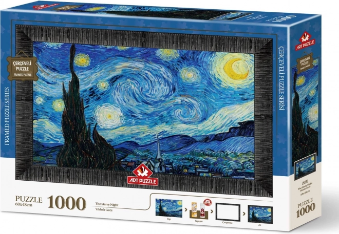 Puzzle Zvjezdana noć s okvirom i ljepilom 3u1