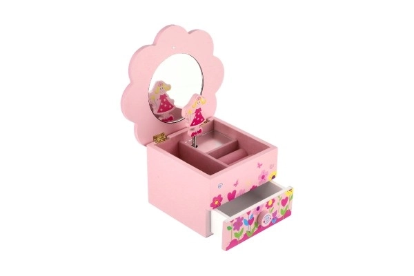 Ormarić za nakit Princess drvena glazbena cvjetna ladica 14,5x8x14,5cm