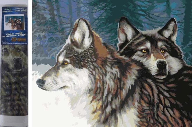 Dijamantno slikanje – vukovi zimi 30 × 40 cm