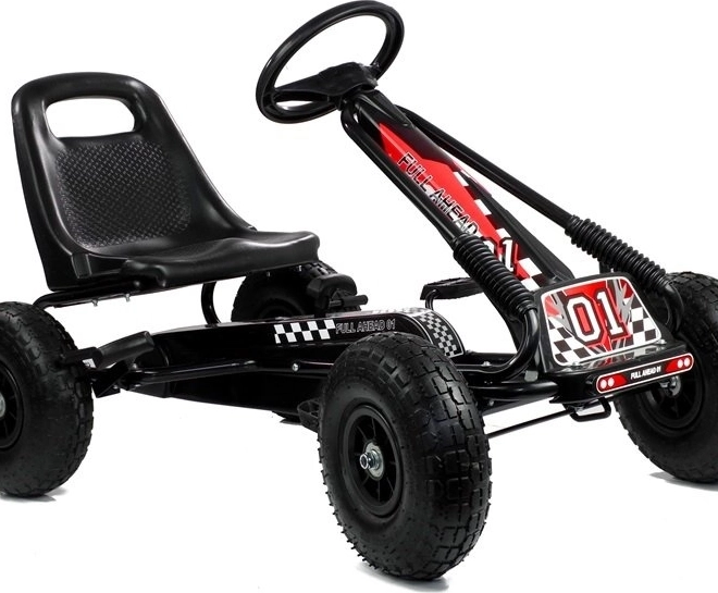 Karting na pedale s pneumatskim gumama + Podesivo sjedalo – crna
