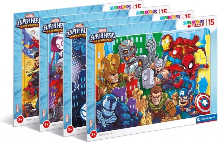 Okvirne puzzle 15 dijelova Superhero Clementoni