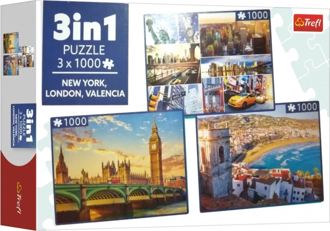 Puzzle New York, London i Valencia 3x1000 dijelova