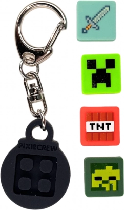 Pixie Crew & Minecraft privjesak za ključeve crni s multipikselima
