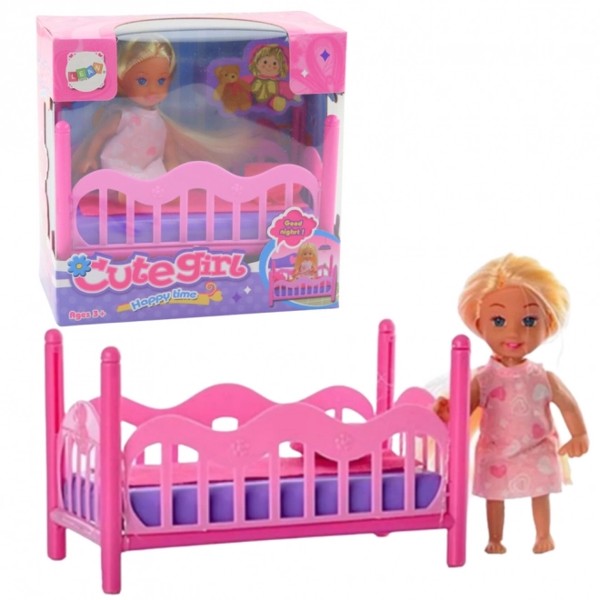 Set mini lutkice u pidžami ružičasti krevetić