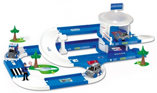 Garaža+staza Kid Cars 3D Policija plastika 3,8m u kutiji 59x40x15cm 12m+ Wader