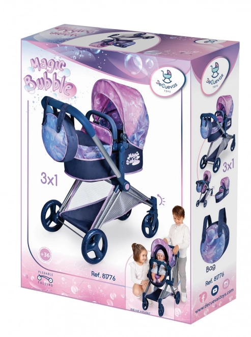 DeCuevas 81776 Sklopiva kolica za lutke 3 u 1 s torbom Magic Bubble 2024 - 73 cm