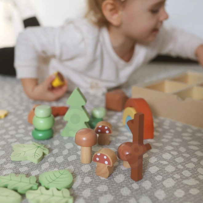 Šumski set s drvenim kockama Tooky Toy