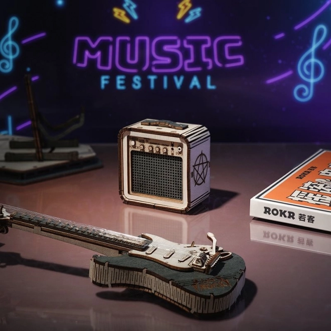RoboTime drveni 3D puzzle - Električna gitara
