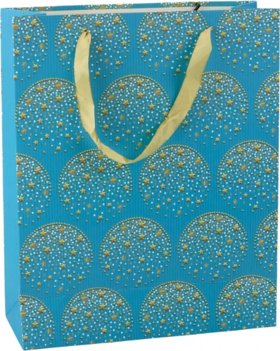 Poklon-vrećica plava sa zlatnim zvijezdama 32 × 26 × 12 cm