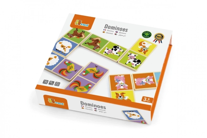 Viga Drvene domino Farma 28 komada Montessori