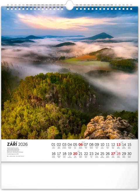 Zidni kalendar Češka republika 2026