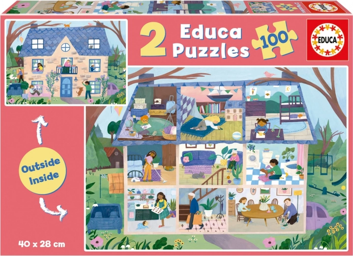 Educa puzzle Outside, Inside kuća 2×100 dijelova