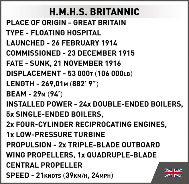 Model broda H.M.H.S. Britannic 1:700