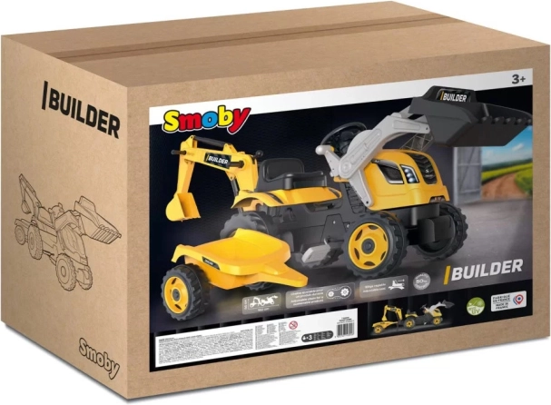 Pedalni traktor Builder Max s bagerom i prikolicom