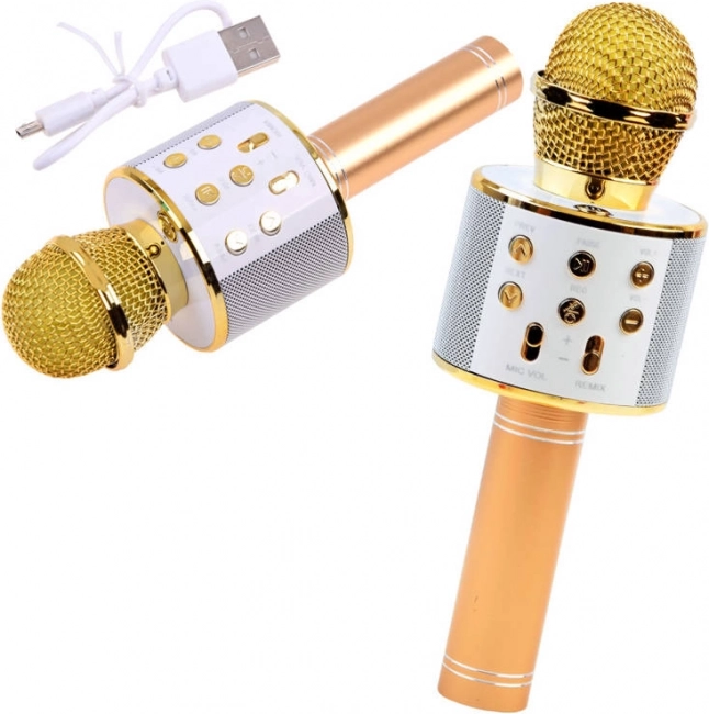 Bluetooth bežični karaoke mikrofon s ugrađenim zvučnikom – Zlatna