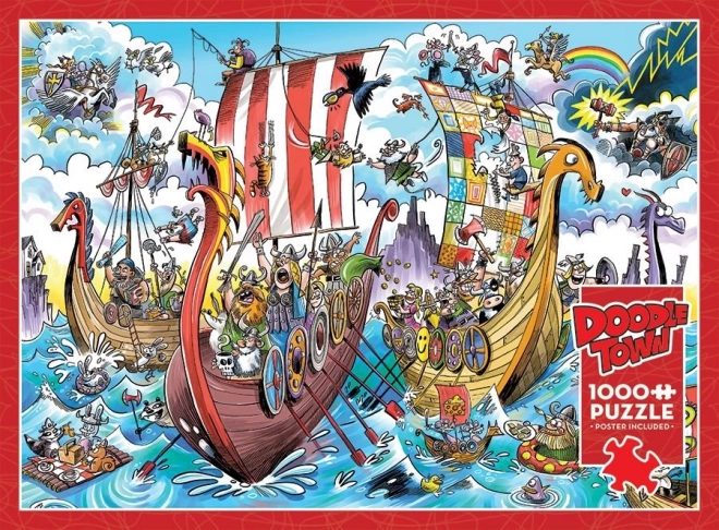 Puzzle DoodleTown: Vikinška Ekspedicija 1000 Komada