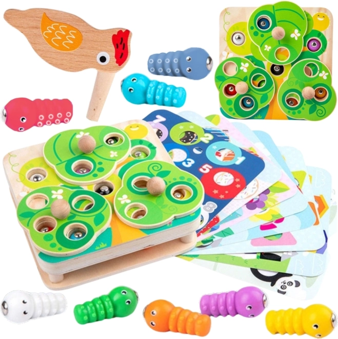 Tooky Toy drvena magnetna igra 2-u-1 s crvićima
