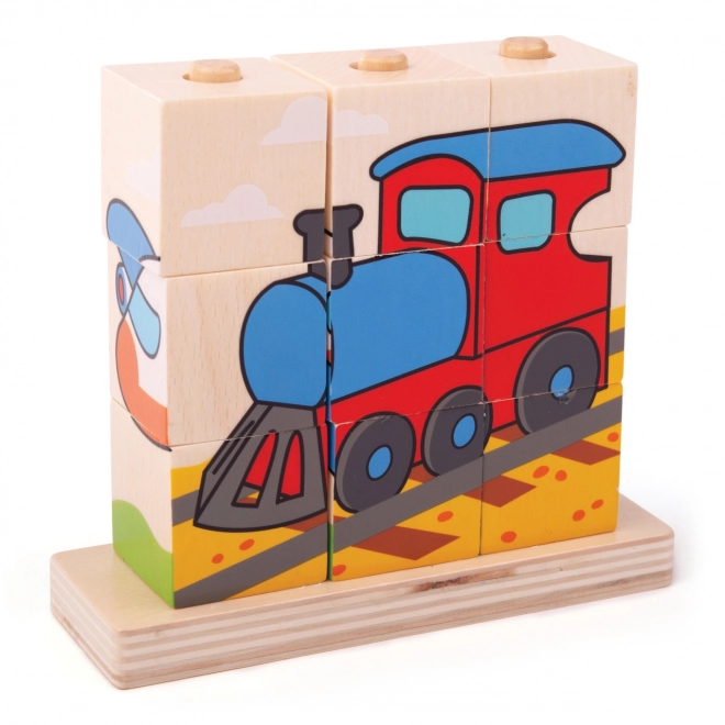Drveni puzzle Bigjigs Baby Prijevozna sredstva