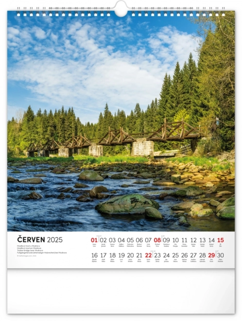 NOTIQUE Zidni kalendar Šetnje kroz češki krajolik 2025, 30 x 34 cm
