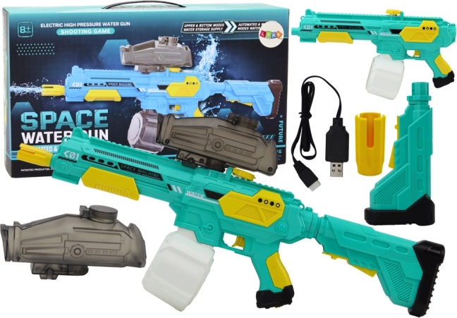 akumulatorski vodeni pištolj zeleno‑žuti m416 s automatskom pumpom
