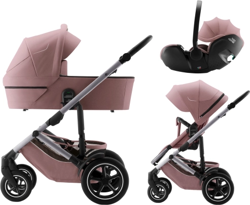 Kolica Smile 5Z s dubokom košarom i autosjedalicom Baby-Safe Pro Style, Dusty Rose