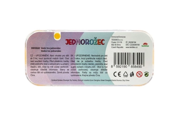 Vodena igra zagonetka 15,5x7cm plastika jednorog 4 vrste 24kom u kutiji