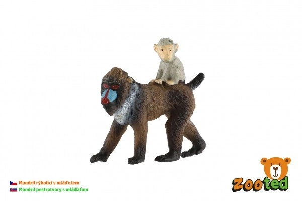 Mandril ženke s mladunčetom zooted plastika 6cm u vrećici