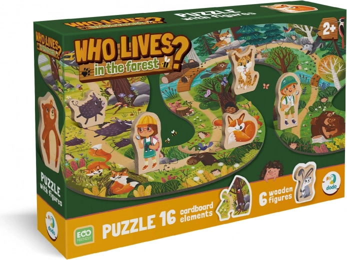 Drvene puzzle Tko živi u šumi? 16 dijelova