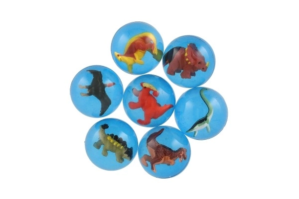 Lopta/skakavac s dinosaurom 4cm mix vrsta 32 kom u posudi