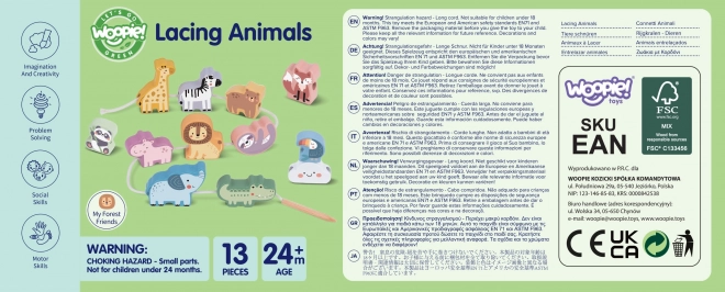 WOOPIE GREEN drvena navlačna zada ZOO Montessori 13 dijelova