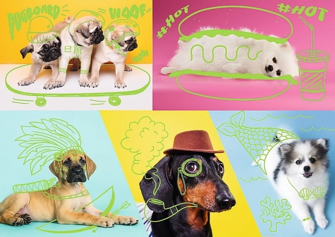 Puzzle 1000 kom Neon Color Line - Ludi psi