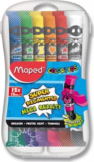Tempere u tubama 12×12 ml u plastičnoj kutiji MAPED