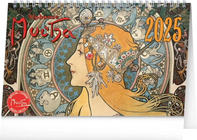 Stolni kalendar Alfons Mucha 2025, 23,1 × 14,5 cm
