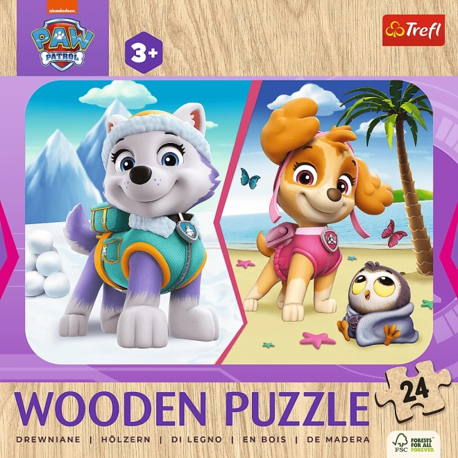 Drvene puzzle 24 dijelova djevojčica Psići u ophodnji