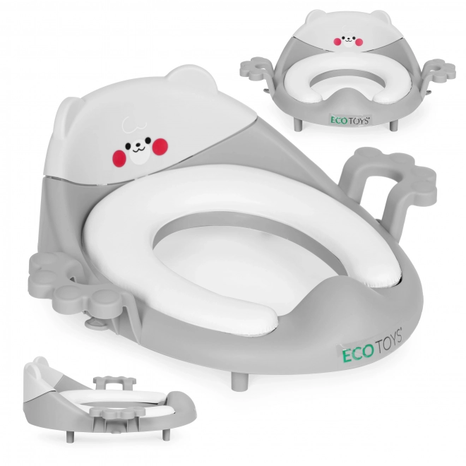 Dječja zahodska sjedalica s držačima i mekanim jastukom siva ECOTOYS