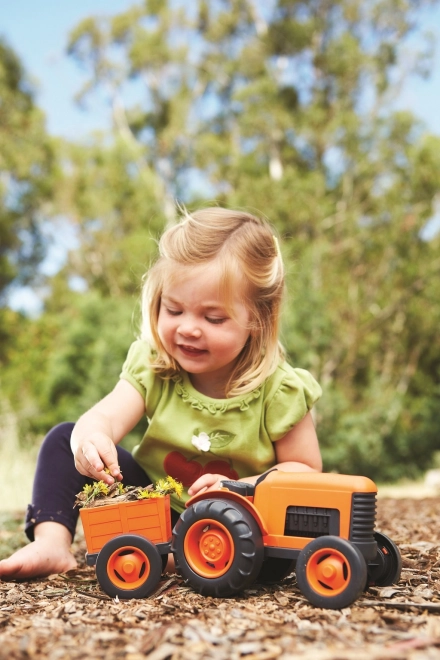 Traktor s prikolicom narančasti od Green Toys
