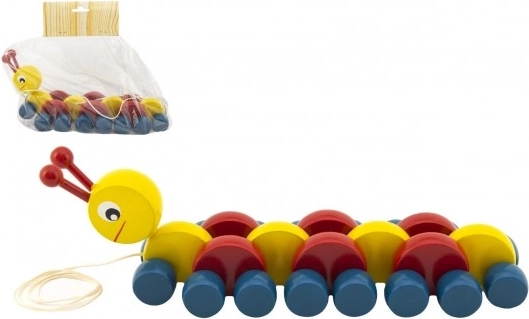 Šarena drvena gusjenica na povlačenje 27 cm