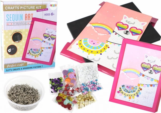 DIY set Šljokice Igle Lama Šareni Okvir
