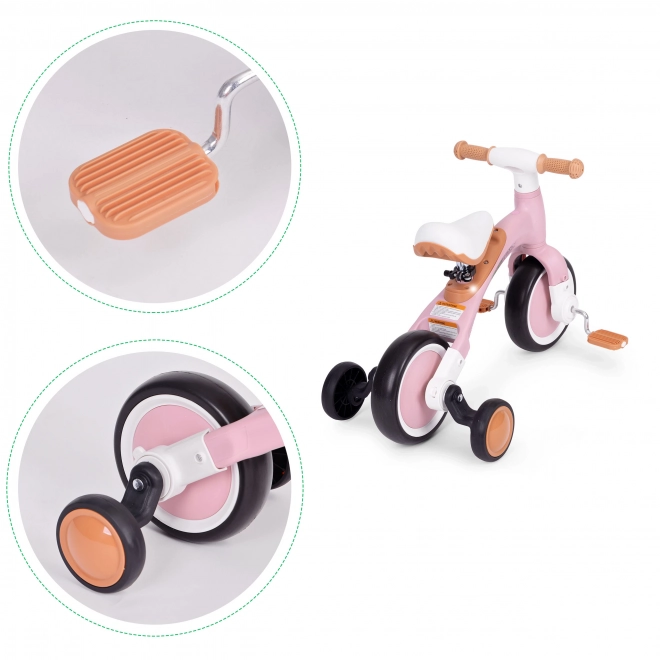 Balansni bicikl s pedalama - pomoćni kotačići za trening 3u1 ECOTOYS – Ružičasto