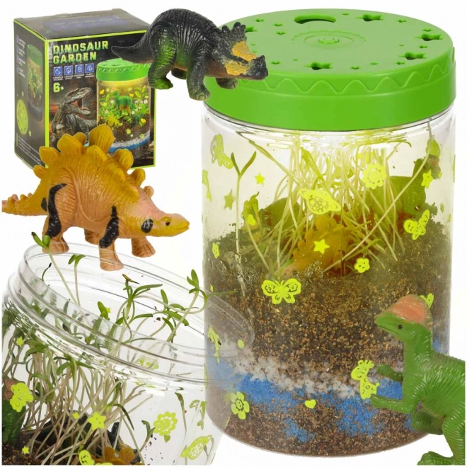 Terarij za uzgoj biljaka s LED lampom i dinosaurima