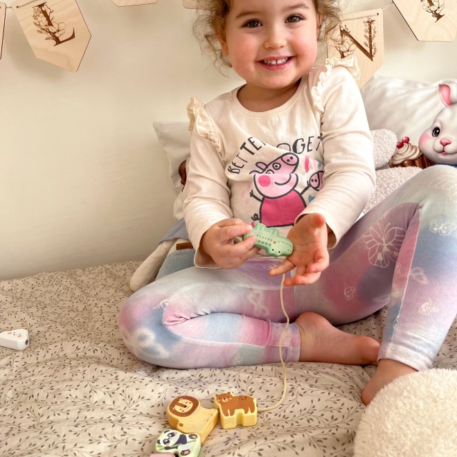 WOOPIE GREEN drvena navlačna zada ZOO Montessori 13 dijelova