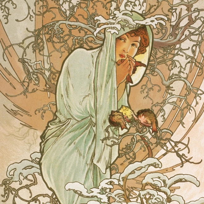 Note kalendar Alfons Mucha 2025, 30 × 30 cm