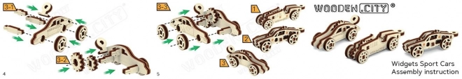 Drveni 3D puzzle mini set sportskih automobila