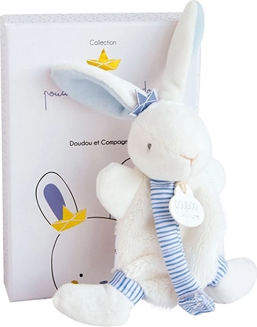 Poklon set s zečićem i držačem za dudu plavi 15 cm