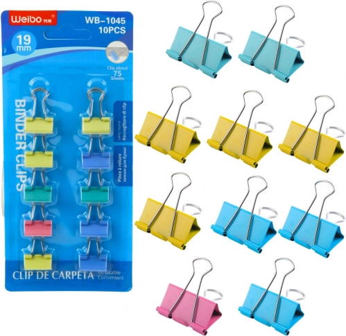 Set šarenih uredskih klipova 19 mm 10 kom