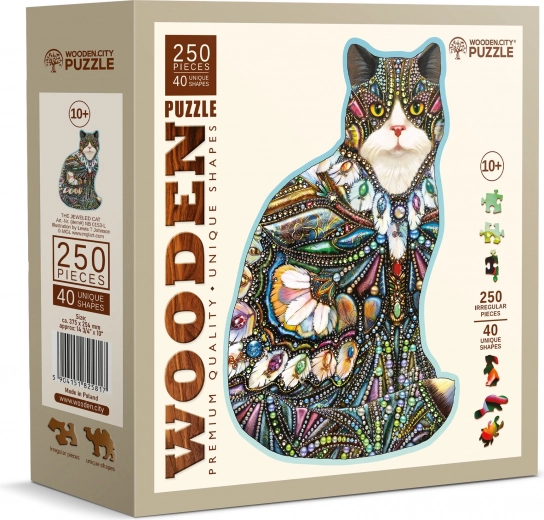 Drvene puzzle Ukrašena mačka 250 dijelova WOODEN CITY
